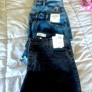 Three pairs of ladies  Abercrombie & Fitch jeans shorts